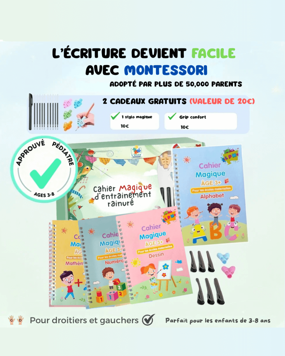 PACK FAMILLE Montessori 8 Livres + accessoires