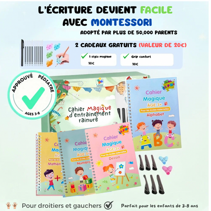 PACK MEGA 12 Livres Montessori + Stylos + Recharges + Grip confort